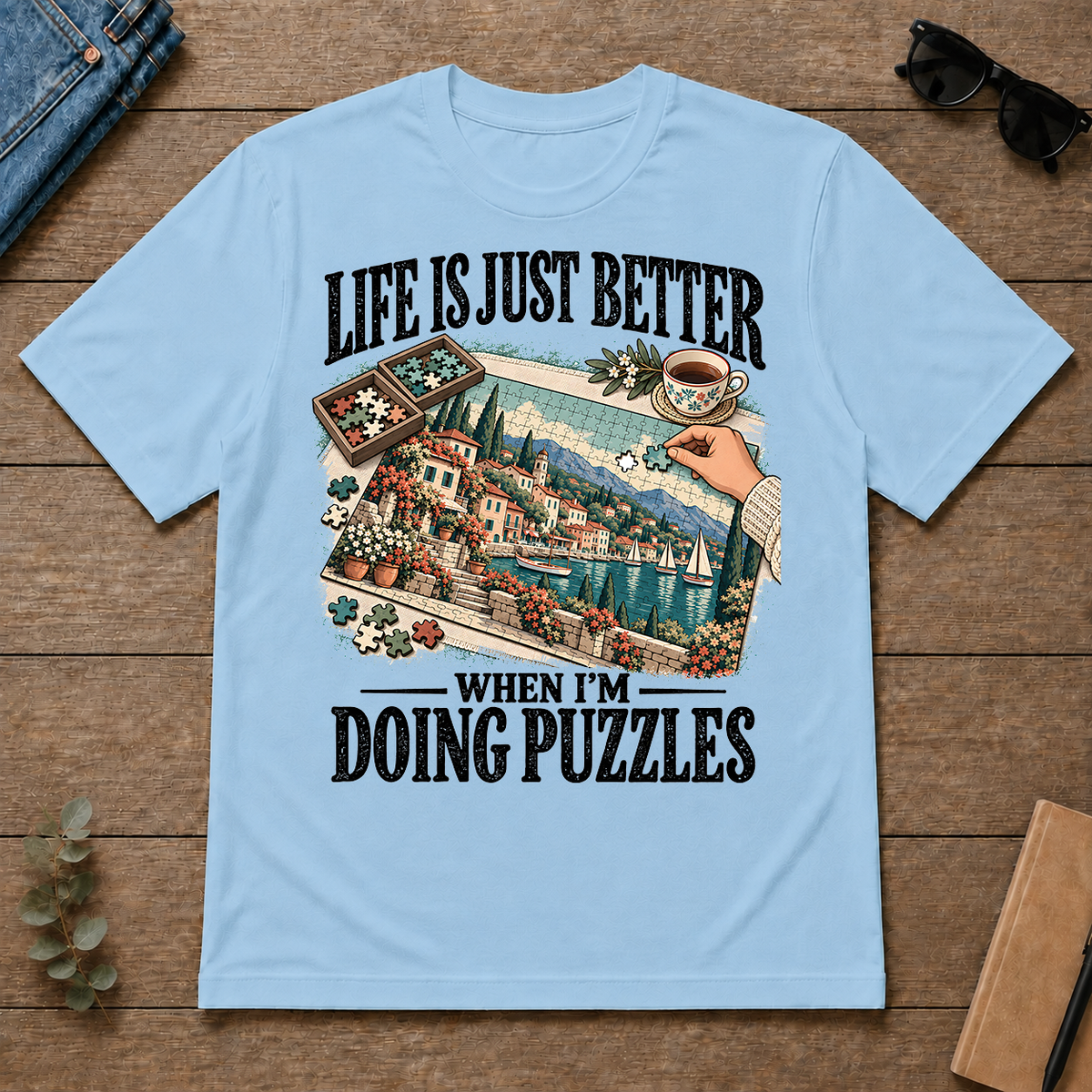 Life Is Just Better When I'm Doing Puzzles - light-blue - TS2D-LightBlue
