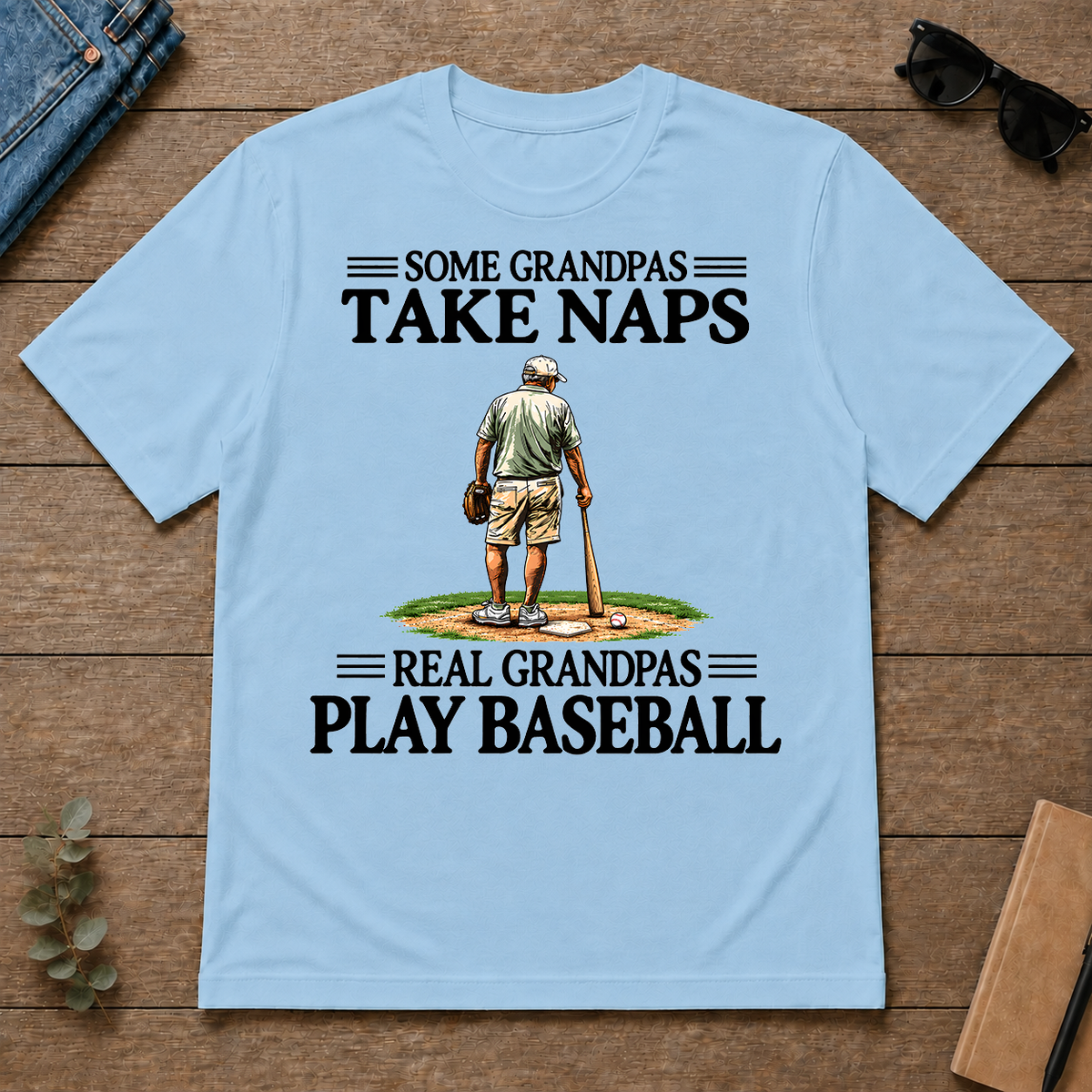 Real Grandpas Play Baseball Vintage - light-blue - TS2D-LightBlue