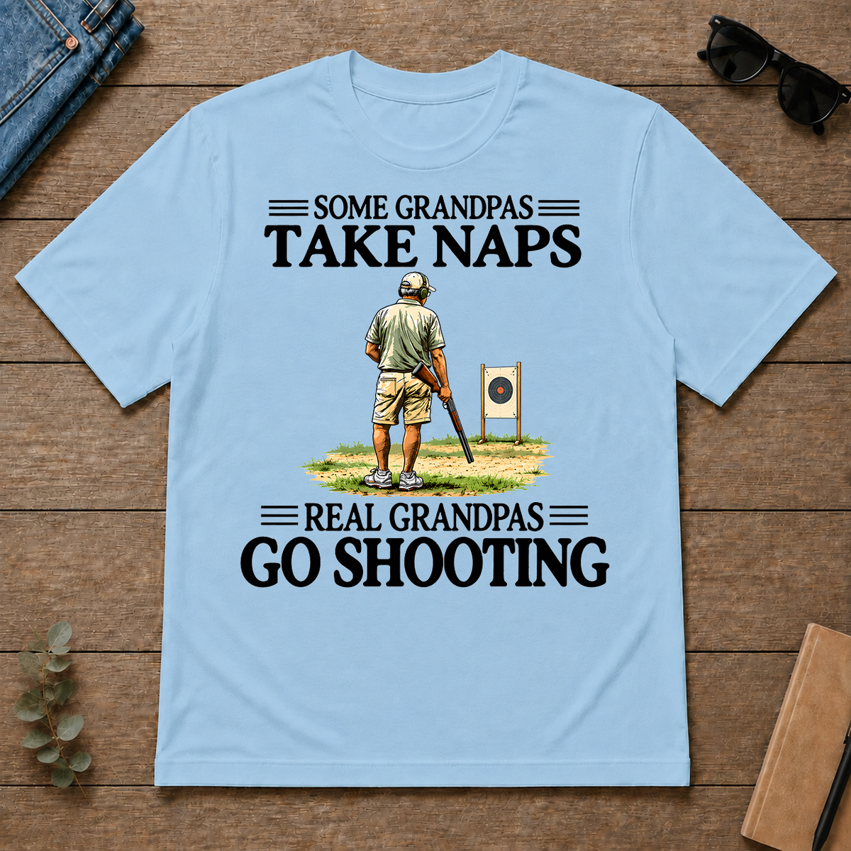 Real Grandpas Go Shooting Vintage - light-blue - TS2D-LightBlue