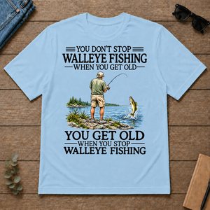 Don't Stop Walleye Fishing Vintage - light-blue - TS2D-LightBlue