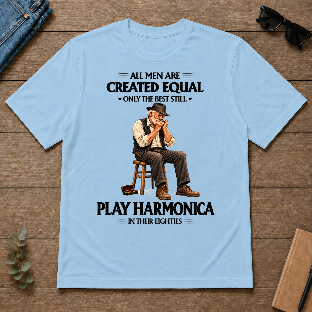 Best Harmonica Players in Their Eighties - light-blue - TS2D-LightBlue