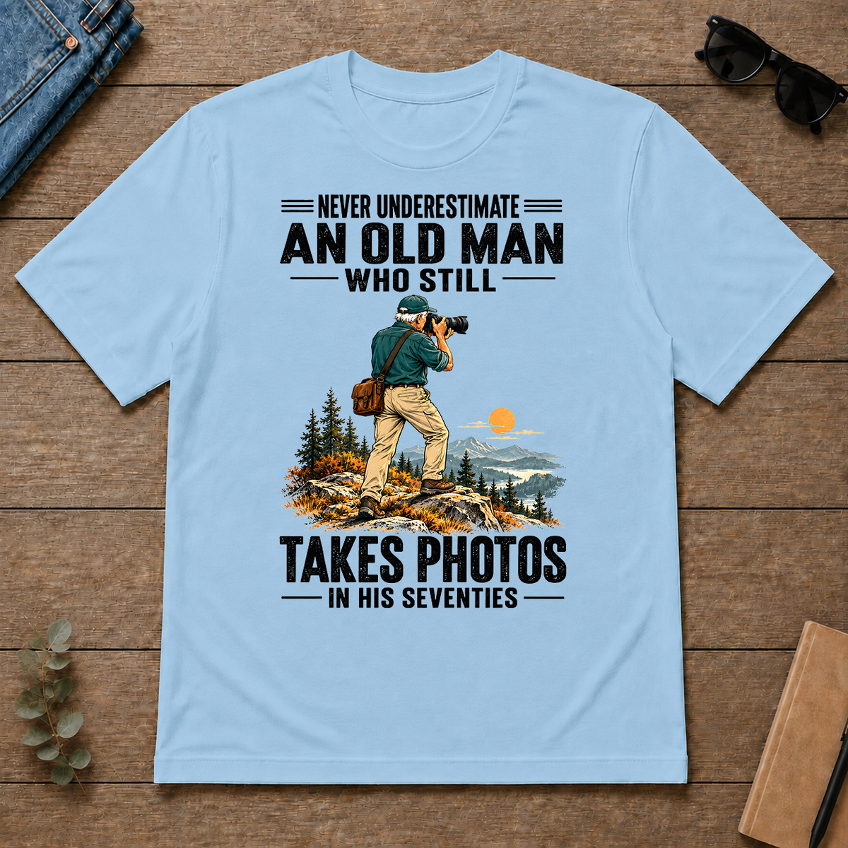 An Old Man Still Takes Photos In His 70s - light-blue - TS2D-LightBlue