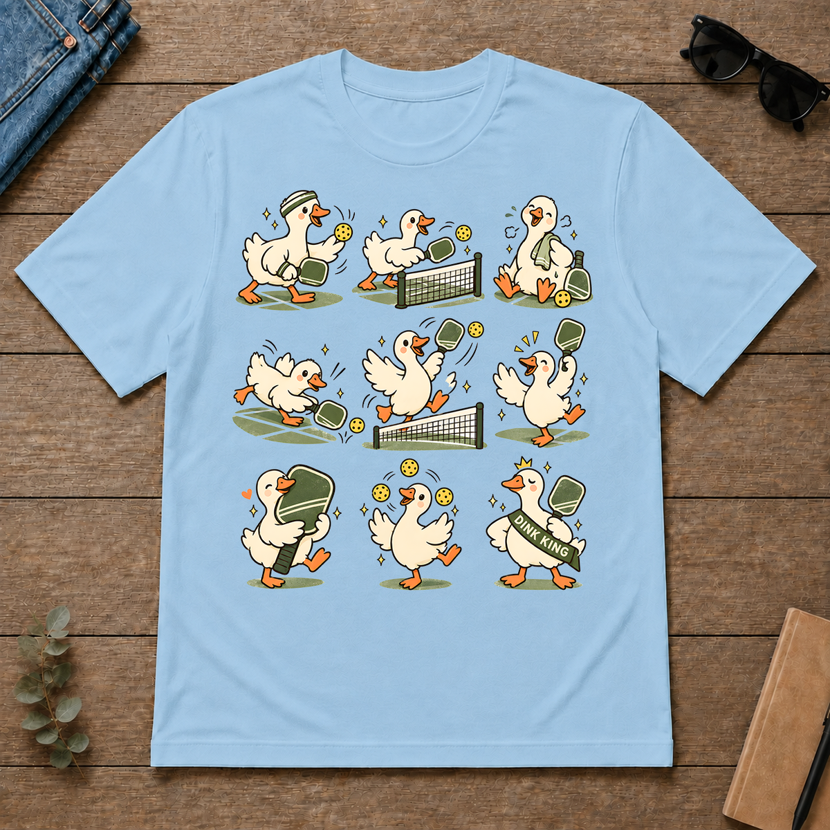 Pickleball Lover Cute Goose - light-blue - TS2D-LightBlue