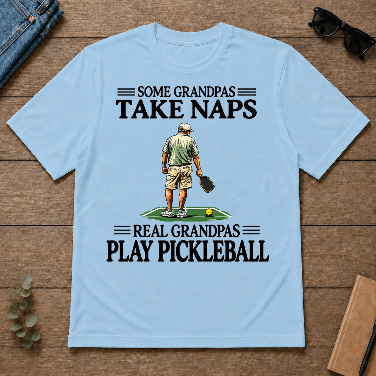 Real Grandpas Play Pickleball Vintage - light-blue - TS2D-LightBlue