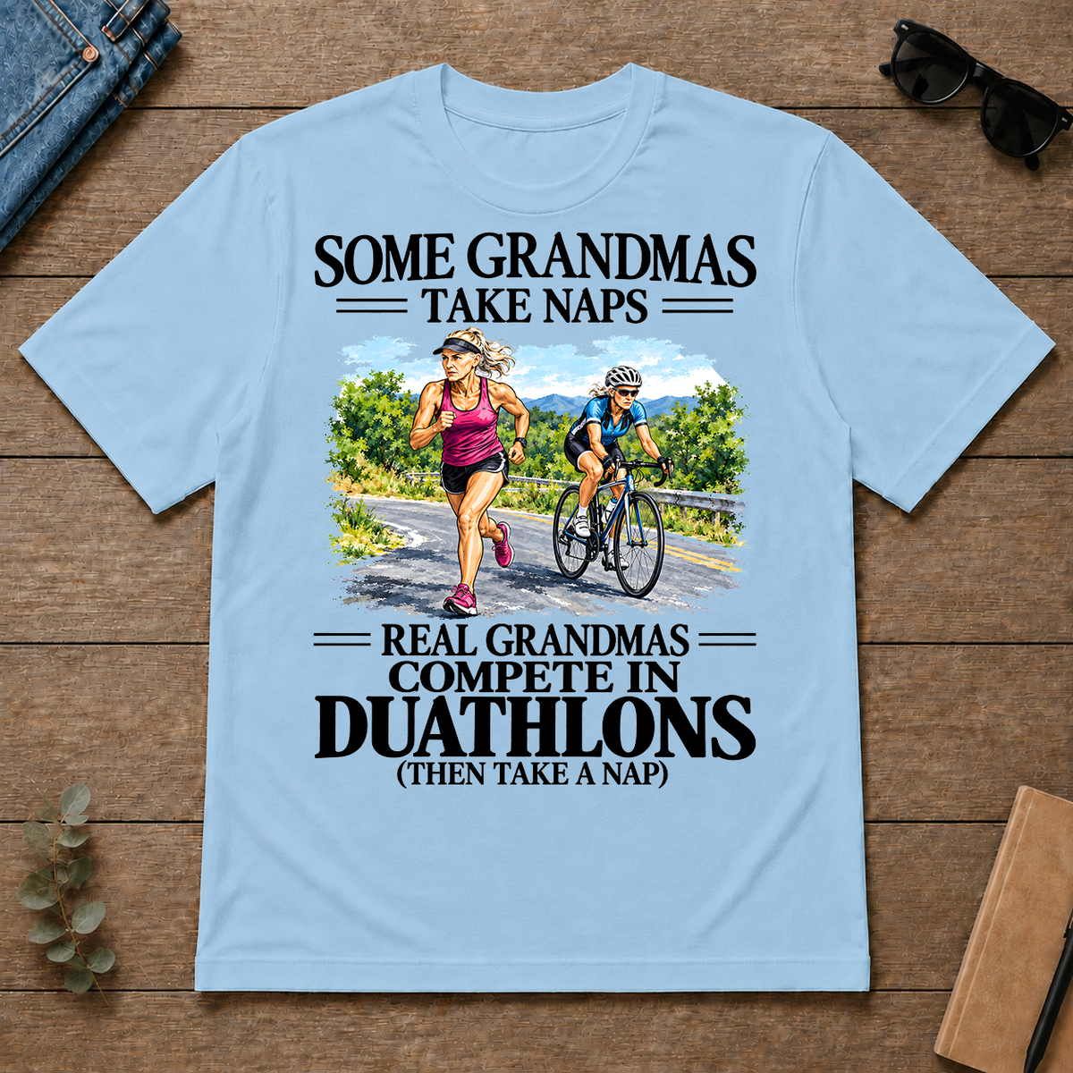 Real Grandmas Compete In Duathlons - light-blue - TS2D-LightBlue