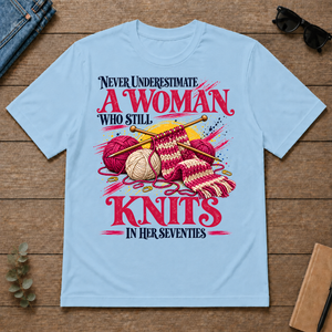 A Woman Still Knits In Her Seventies - light-blue - TS2D-LightBlue