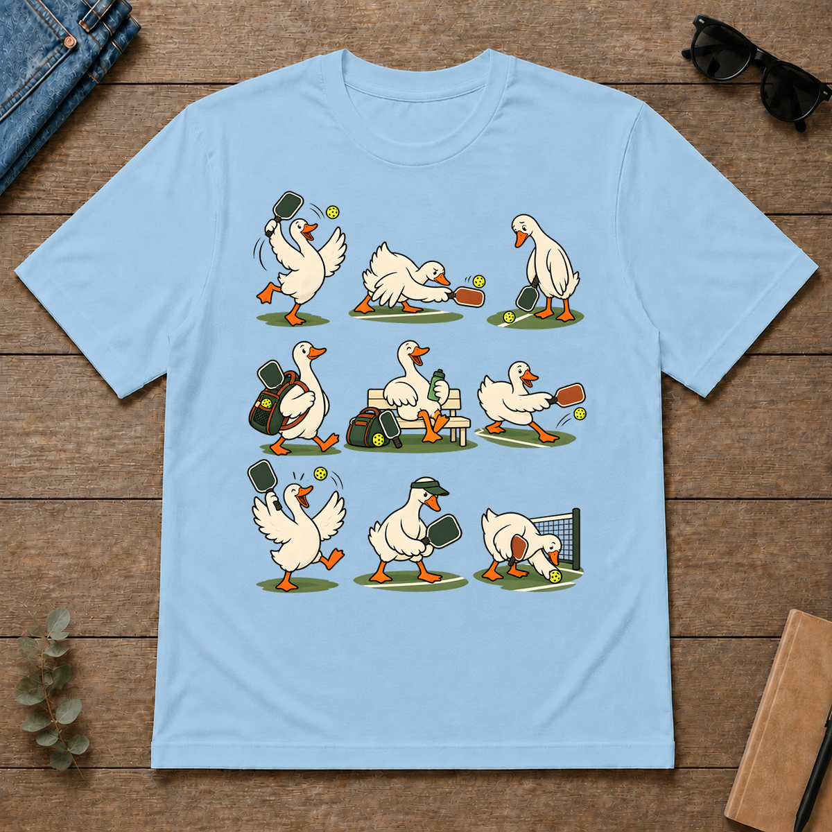 Funny Ducks Playing Pickleball - light-blue - TS2D-LightBlue