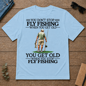 Don't Stop Fly Fishing Vintage - light-blue - TS2D-LightBlue