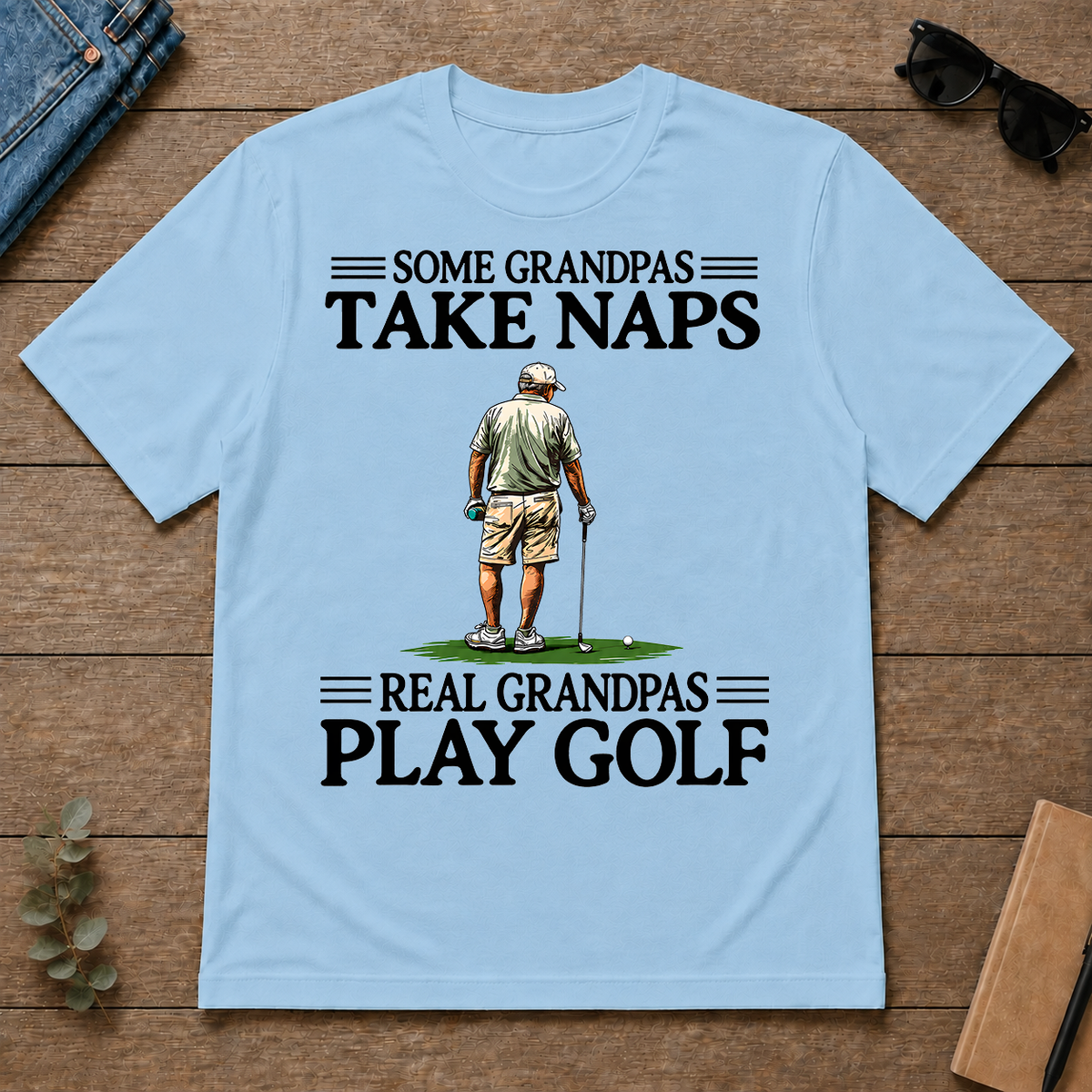 Real Grandpas Play Golf Vintage - light-blue - TS2D-LightBlue
