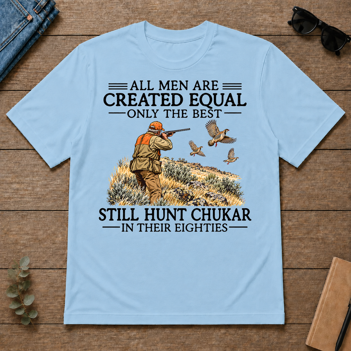 All Men Are Created Equal Chukar Hunting 80s - light-blue - TS2D-LightBlue
