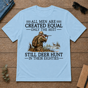 All Men Are Created Equal Deer Hunting 80s - light-blue - TS2D-LightBlue