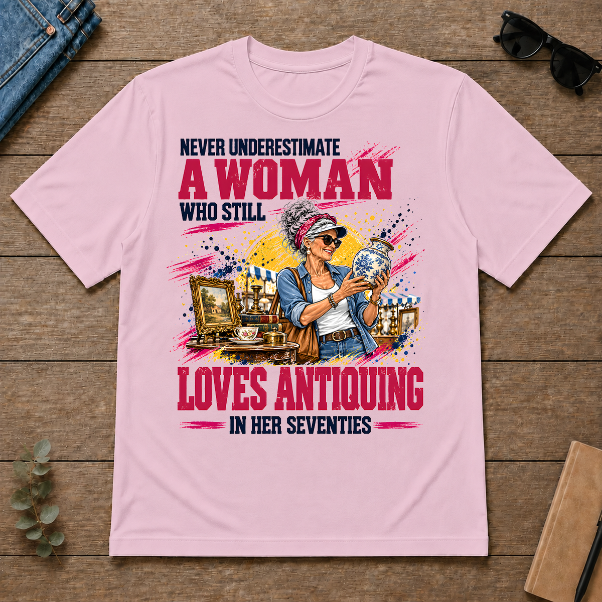A Woman Still Loves Antiquing In Her 70s - light-pink - TS2D-LightPink