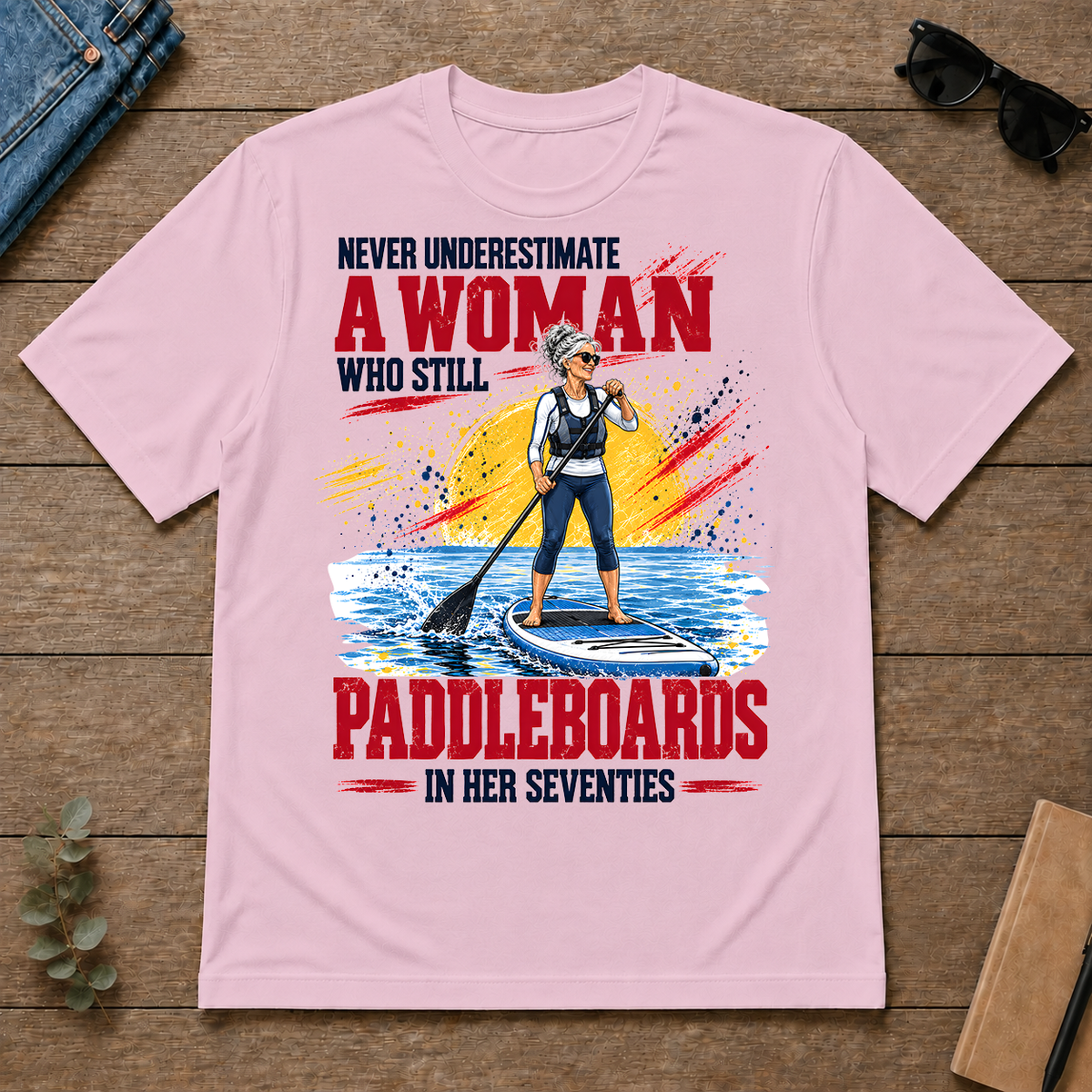 A Woman Still Paddleboards In Her 70s - light-pink - TS2D-LightPink