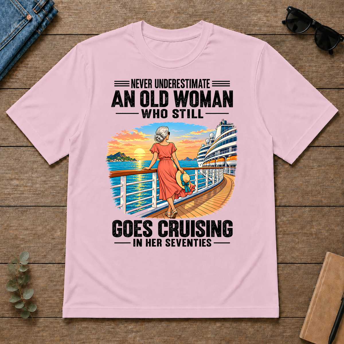 An Old Woman Still Goes Cruising In Her 70s - light-pink - TS2D-LightPink
