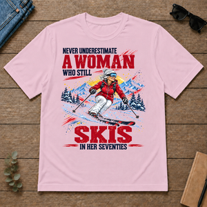 A Woman Still Skis In Her 70s - light-pink - TS2D-LightPink