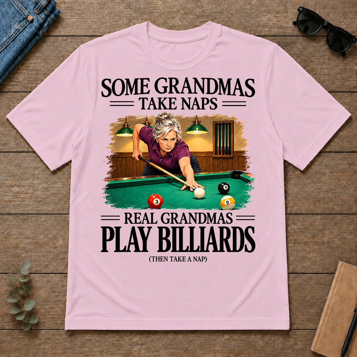 Real Grandmas Play Billards - light-pink - TS2D-LightPink