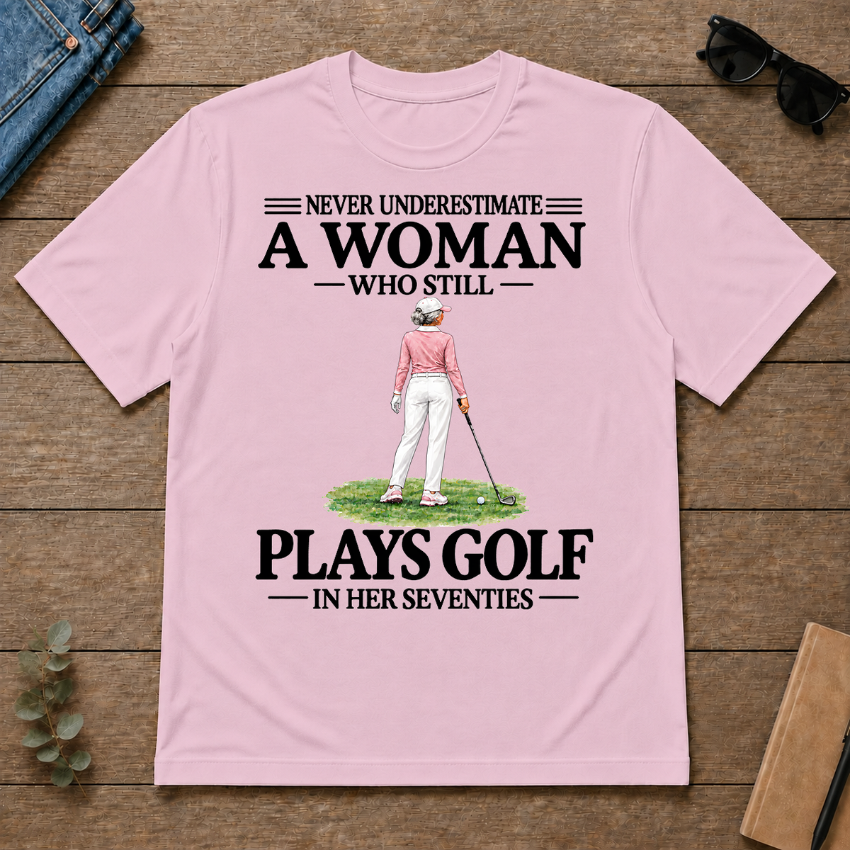 A Woman Still Plays Golf In Her Seventies - light-pink - TS2D-LightPink