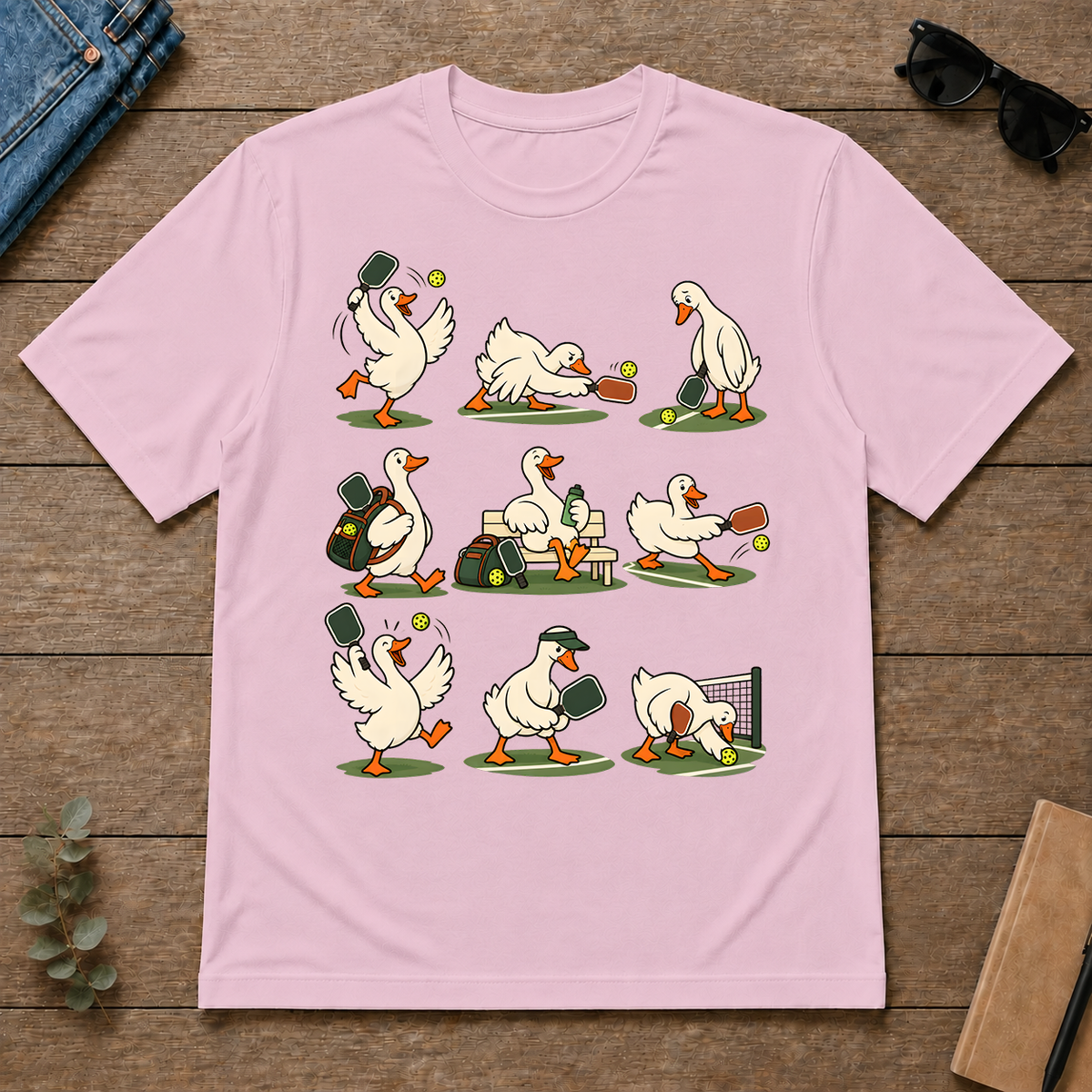 Funny Ducks Playing Pickleball - light-pink - TS2D-LightPink