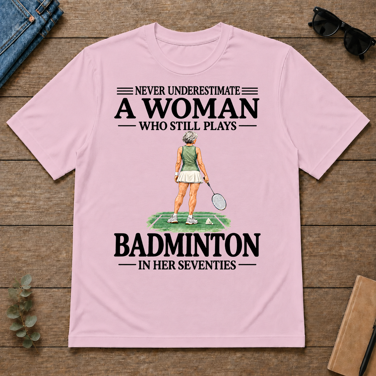 A Woman Still Plays Badminton In Her Seventies - light-pink - TS2D-LightPink