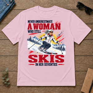 A Woman Still Skis In Her 70s - light-pink - TS2D-LightPink