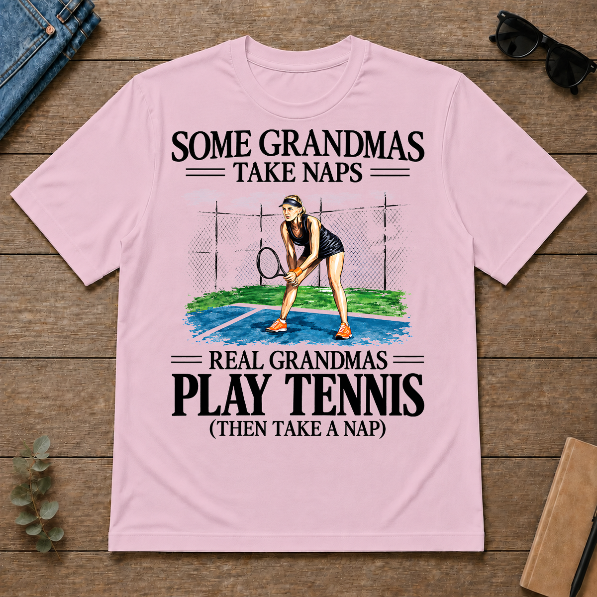 1 Real Grandmas Play Tennis - light-pink - TS2D-LightPink