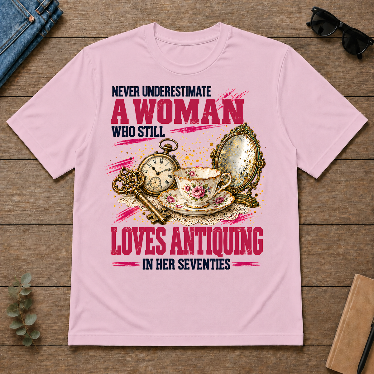 A Woman Still Loves Antiquing In Her Seventies - light-pink - TS2D-LightPink