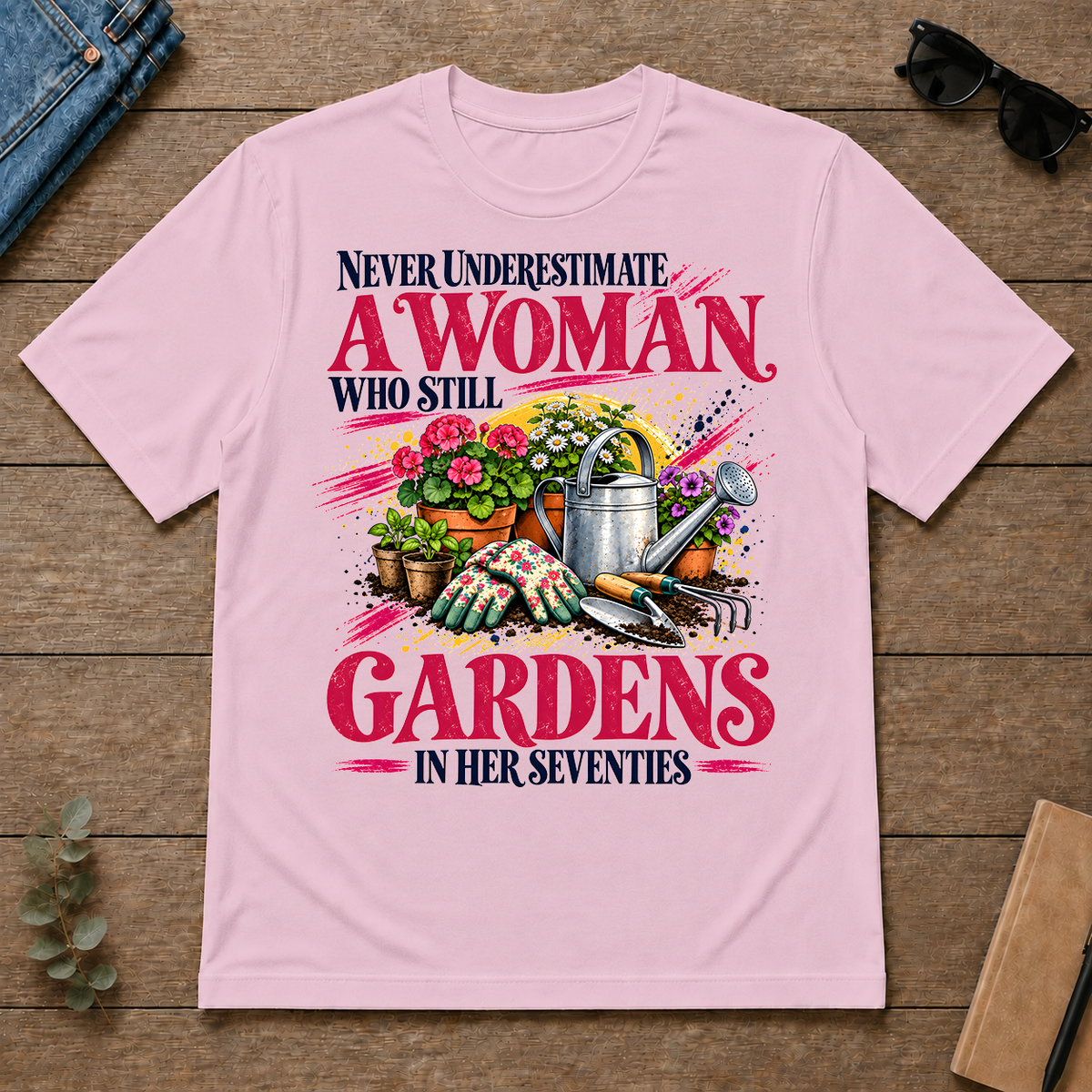 A Woman Still Gardens In Her Seventies - light-pink - TS2D-LightPink