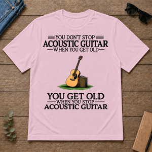 Don't Stop Playing Acoustic Guitar Vintage Art - light-pink - TS2D-LightPink