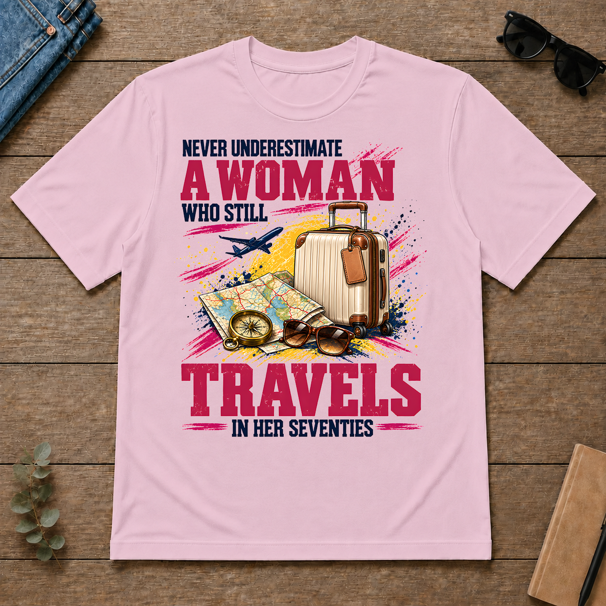 A Woman Still Travels In Her Seventies - light-pink - TS2D-LightPink