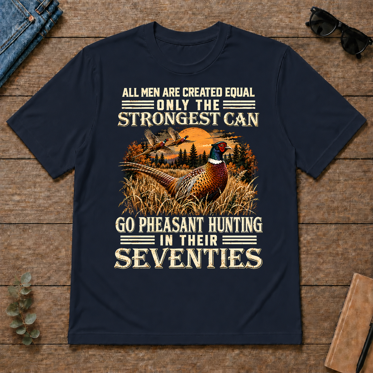 Pheasant Hunting Strongest Man In Seventies - navy - TS2D-Navy