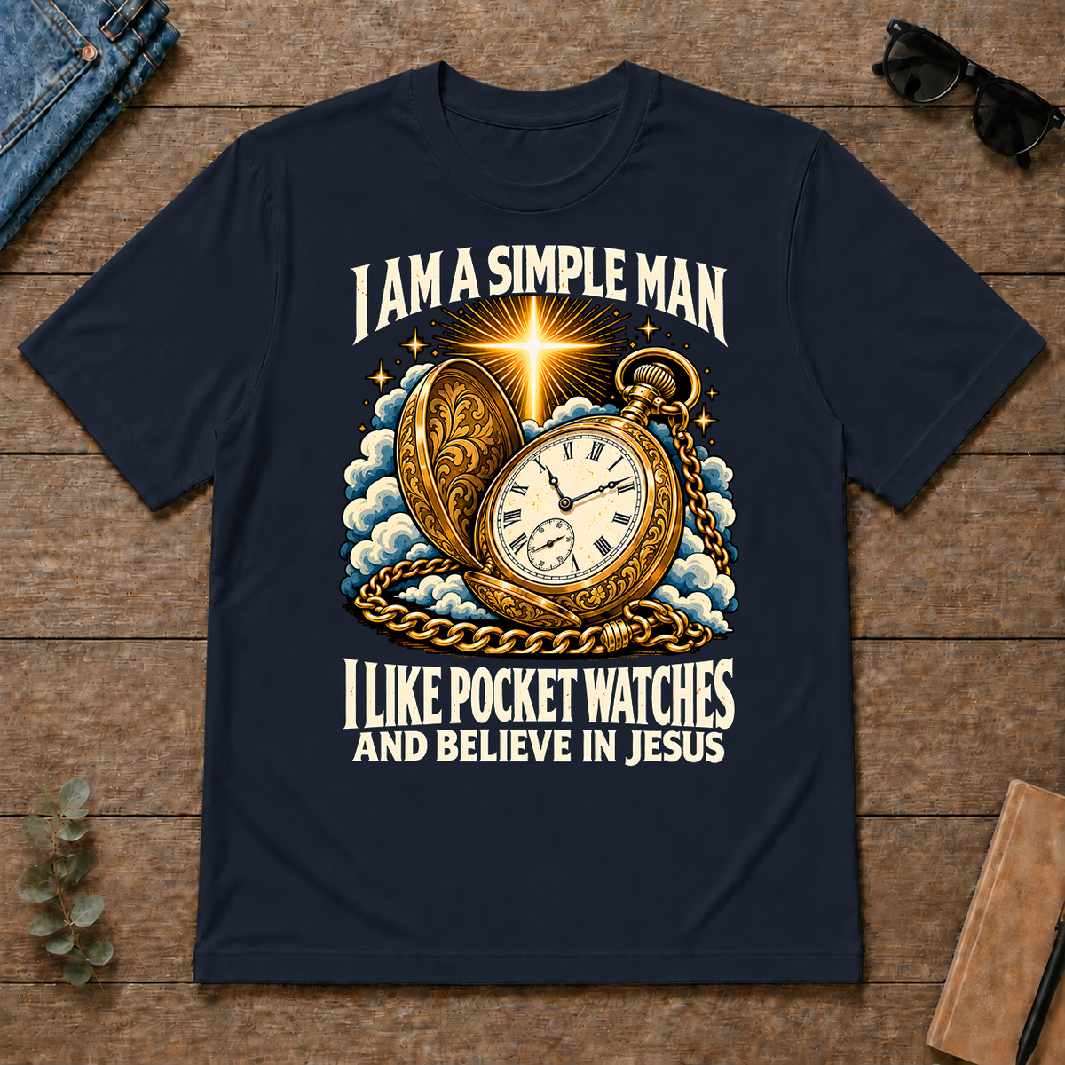 I Like Pocket Watches & Believe In Jesus - navy - TS2D-Navy