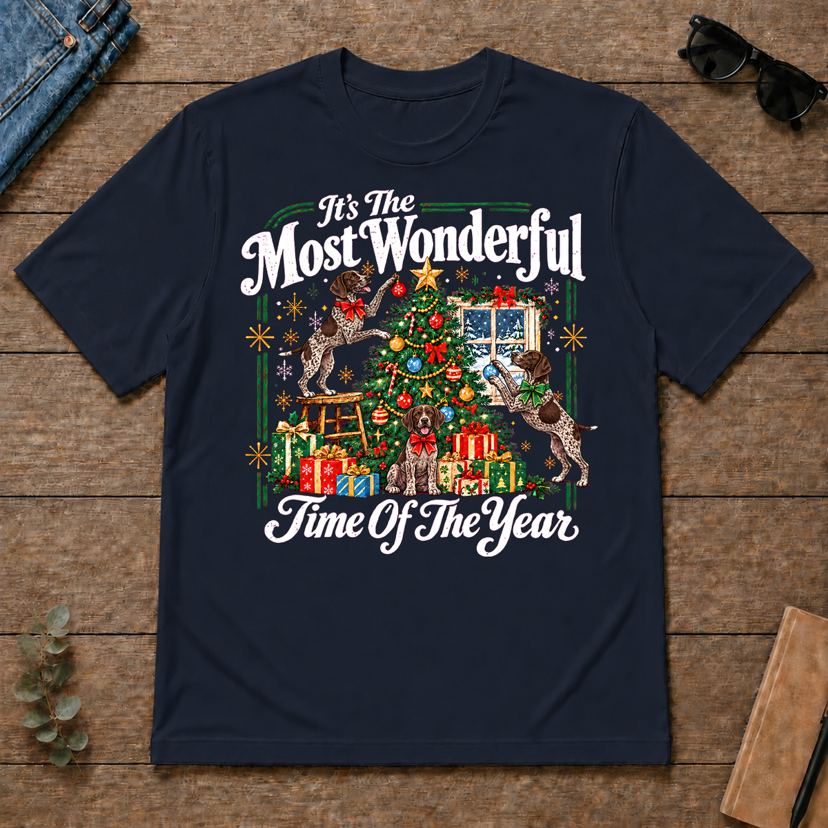 Wonderful Christmas German Shorthaired Pointer - navy - TS2D-Navy