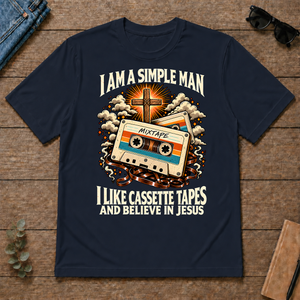 I Like Cassette Tapes & Believe In Jesus - navy - TS2D-Navy