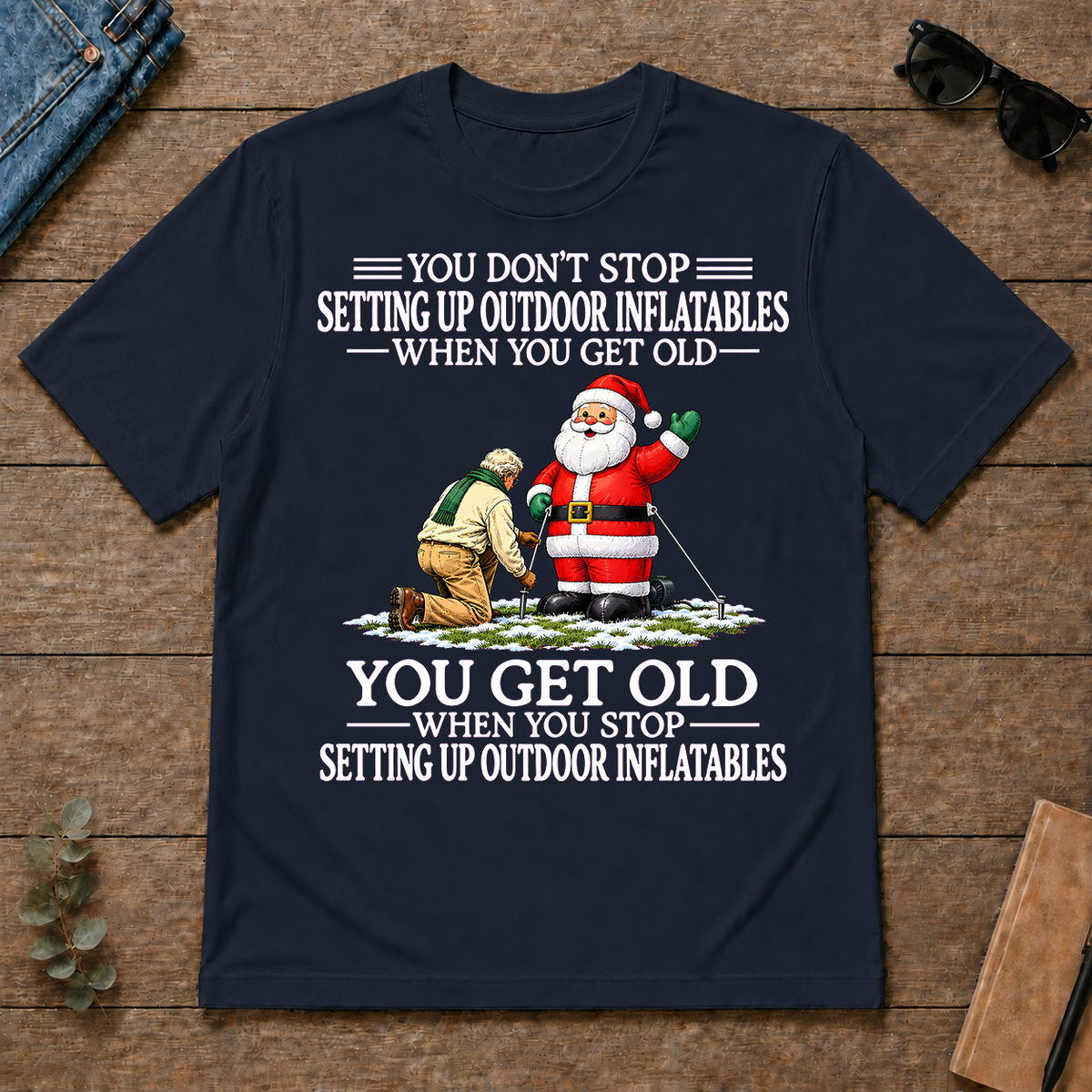 Old Man Don't Stop Setting Up Outfoor Inflatables - navy - TS2D-Navy
