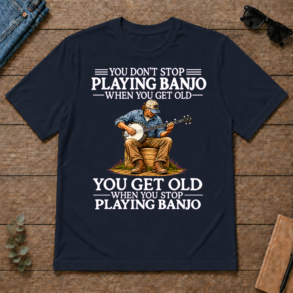 Old Man Don't Stop Playing Banjo - navy - TS2D-Navy
