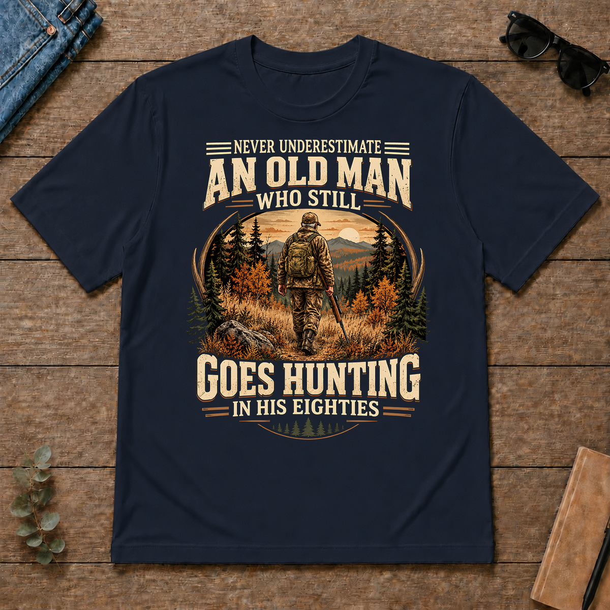 An Old Man Goes Hunting In 80s - navy - TS2D-Navy