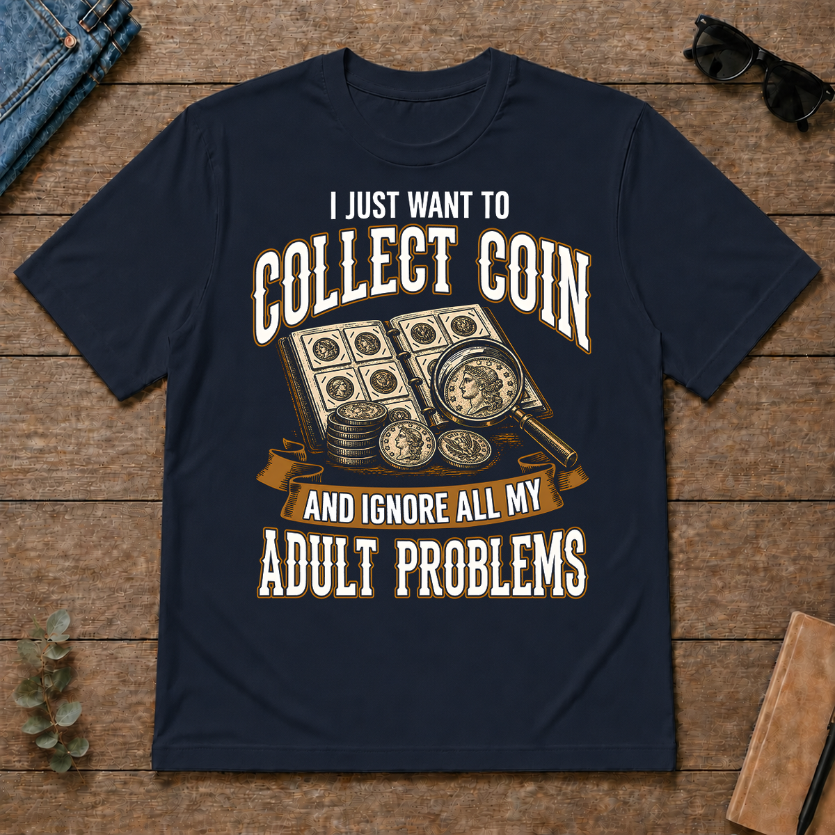 Vintage I Just Want To Collect Coin - navy - TS2D-Navy