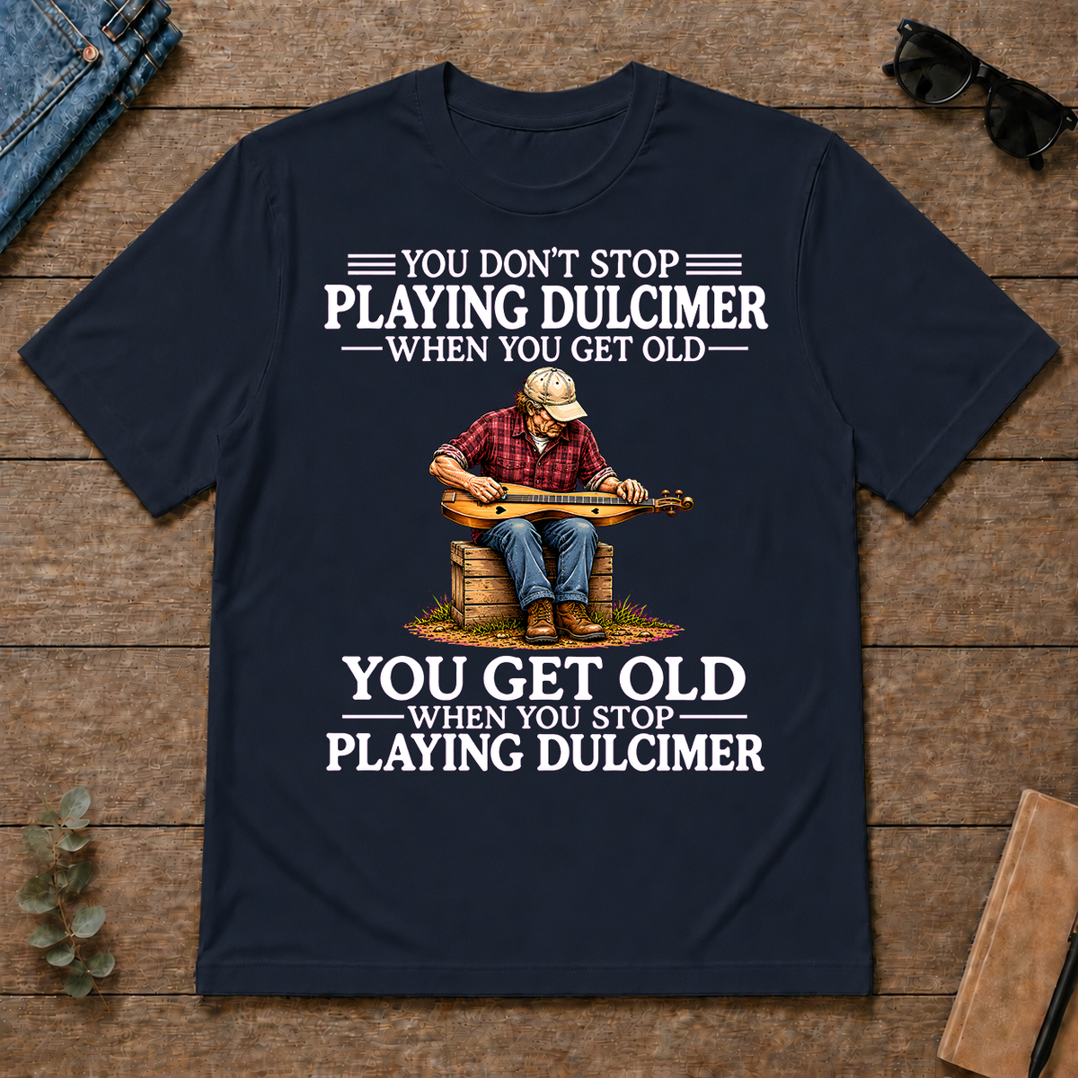 Old Man Don't Stop Playing Playing Dulicimer - navy - TS2D-Navy