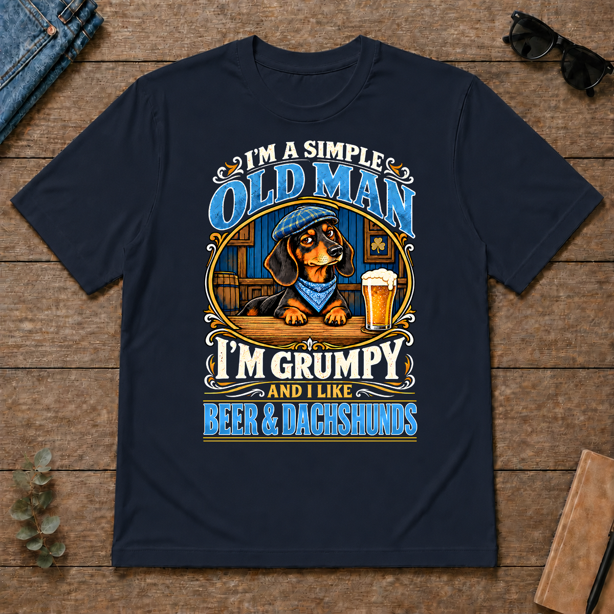 Funny I Like Beer & Dachshunds - navy - TS2D-Navy