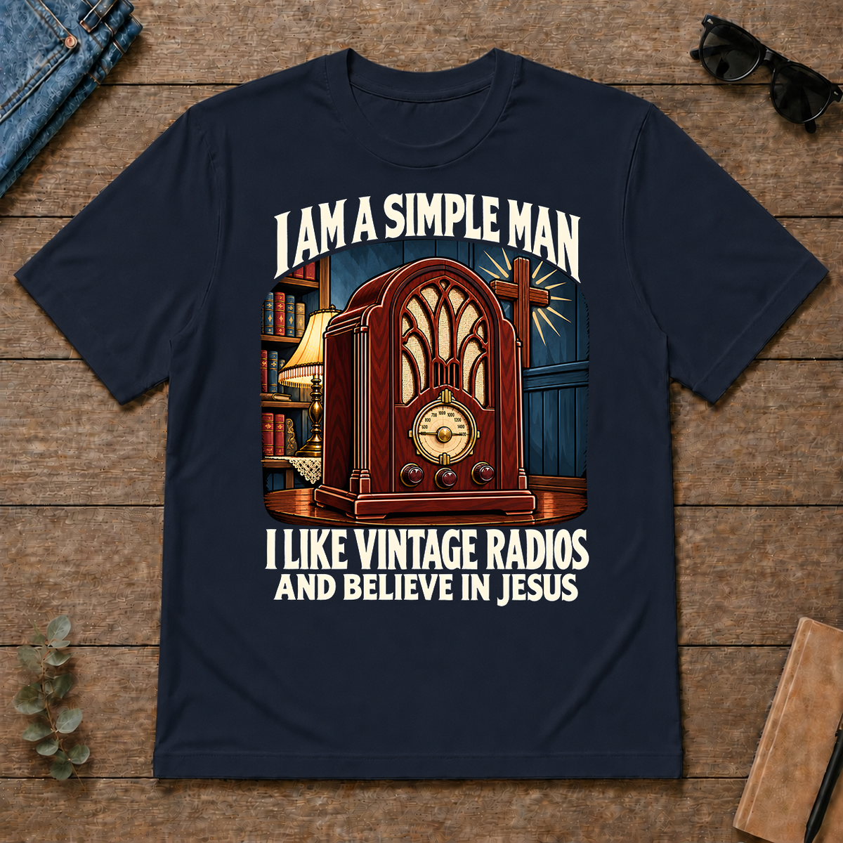 I Like Vintage Radios & Believe In Jesus - navy - TS2D-Navy