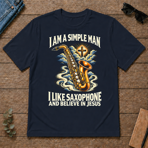 I Like Saxophone & Believe In Jesus - navy - TS2D-Navy
