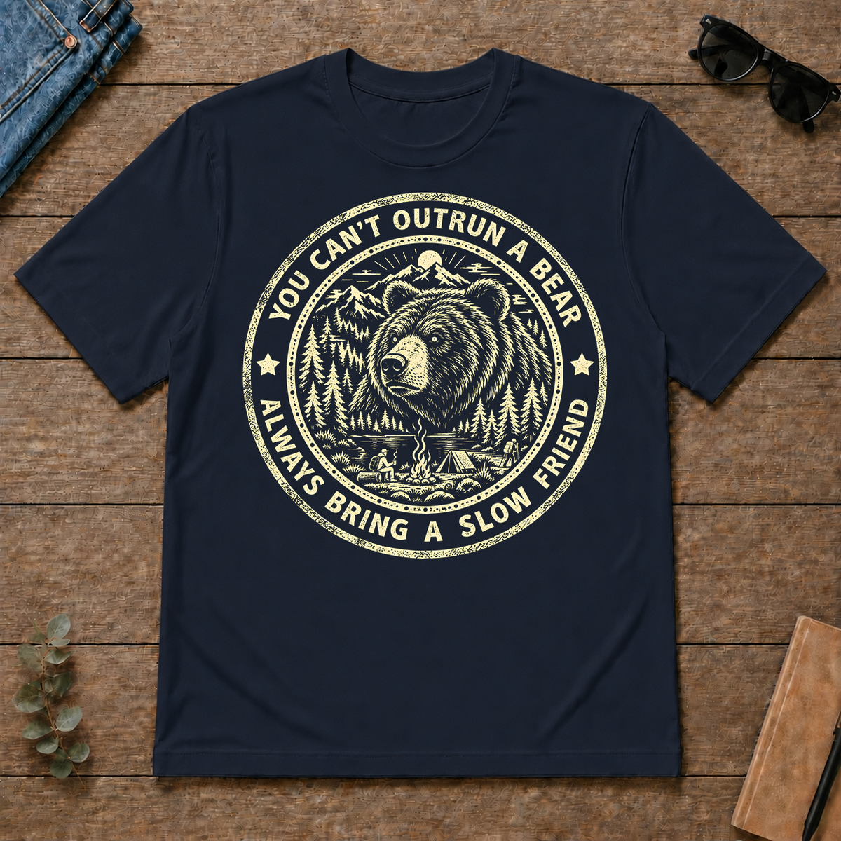 You Can't Outrun A Bear Always Bring A Slow Friend - navy - TS2D-Navy