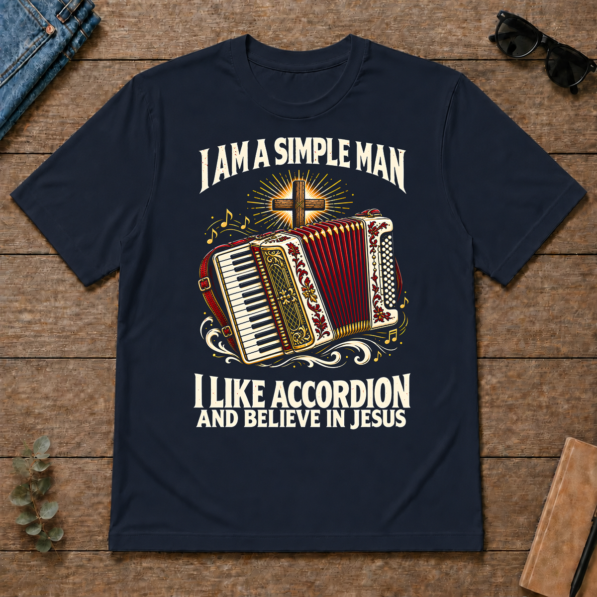 I Like Accordion & Believe In Jesus - navy - TS2D-Navy