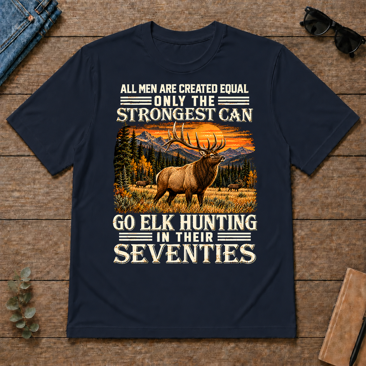 Elk Hunting Strongest Man In Seventies - navy - TS2D-Navy