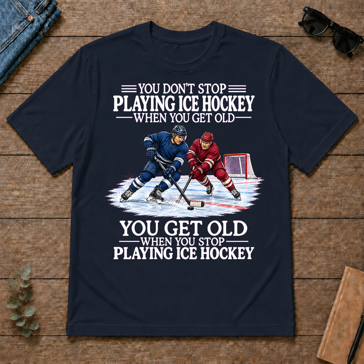 Old Man Don't Stop Ice Hockey - navy - TS2D-Navy