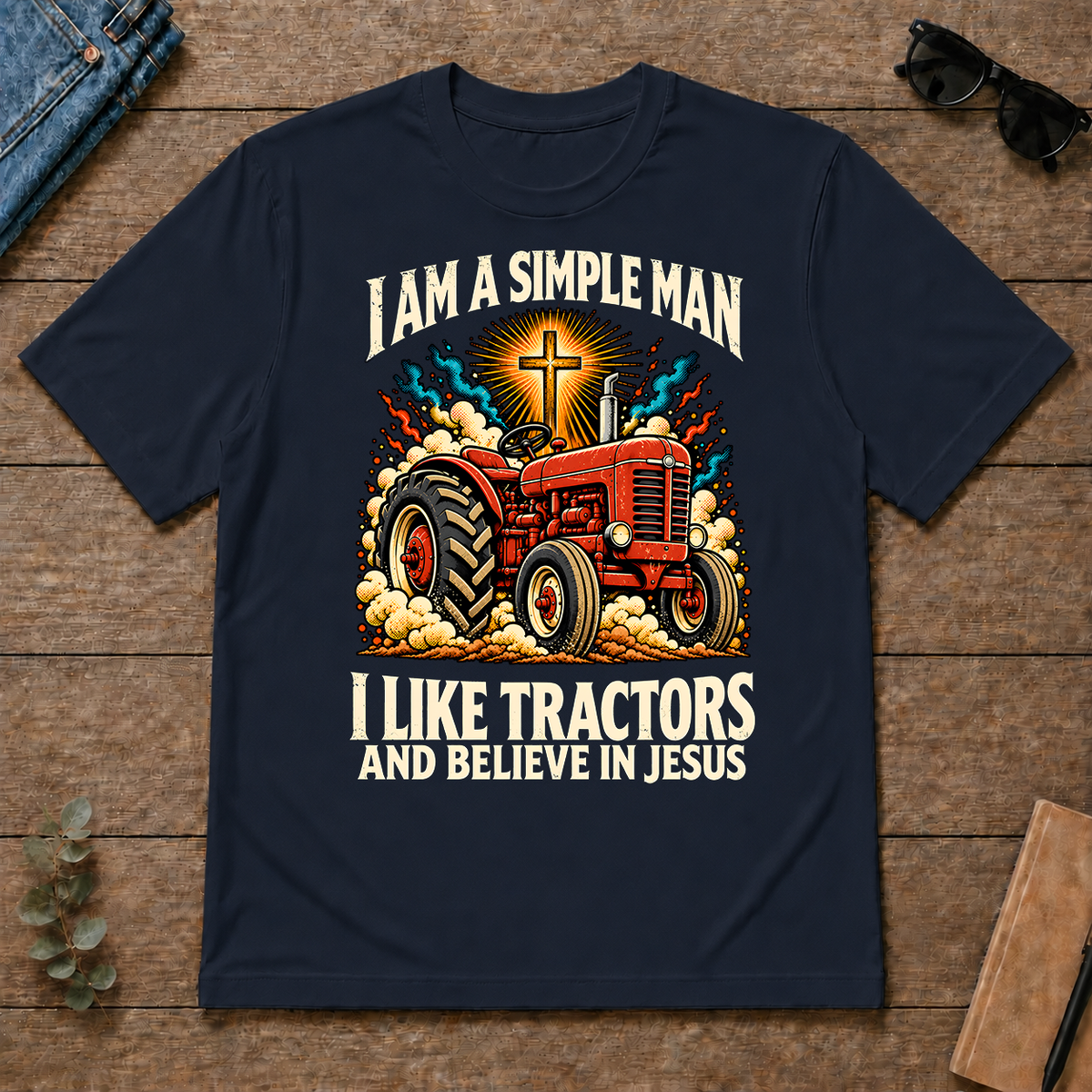 I Like Tractors & Believe In Jesus - navy - TS2D-Navy