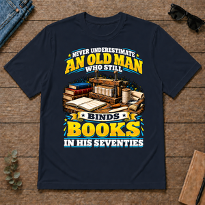 Yellow An Old Man Still Binds Book In His Seventies - navy - TS2D-Navy