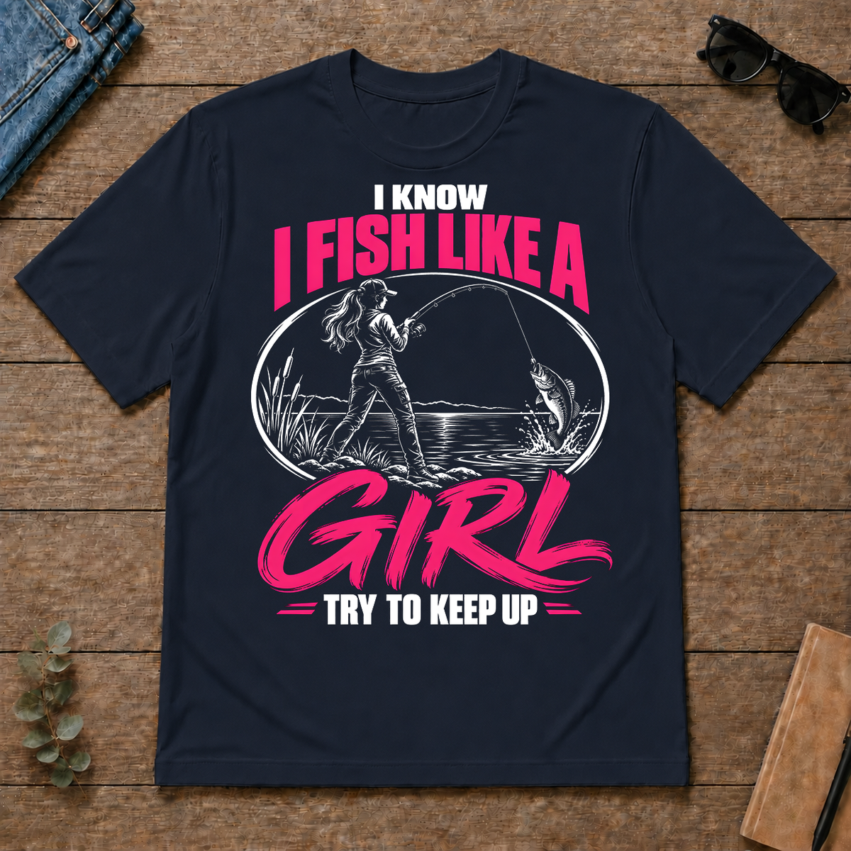 1 I Know I Fish Like A Girl Try To Keep Up - navy - TS2D-Navy