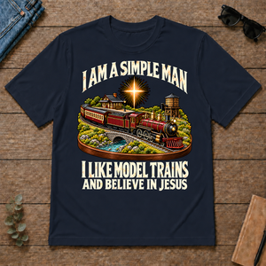 I Like Model Trains & Believe In Jesus - navy - TS2D-Navy