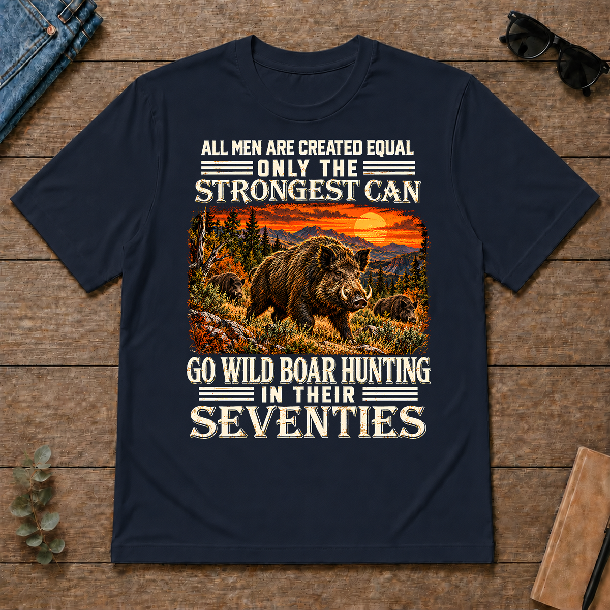 Wild Boar Hunting Strongest Man In Seventies - navy - TS2D-Navy